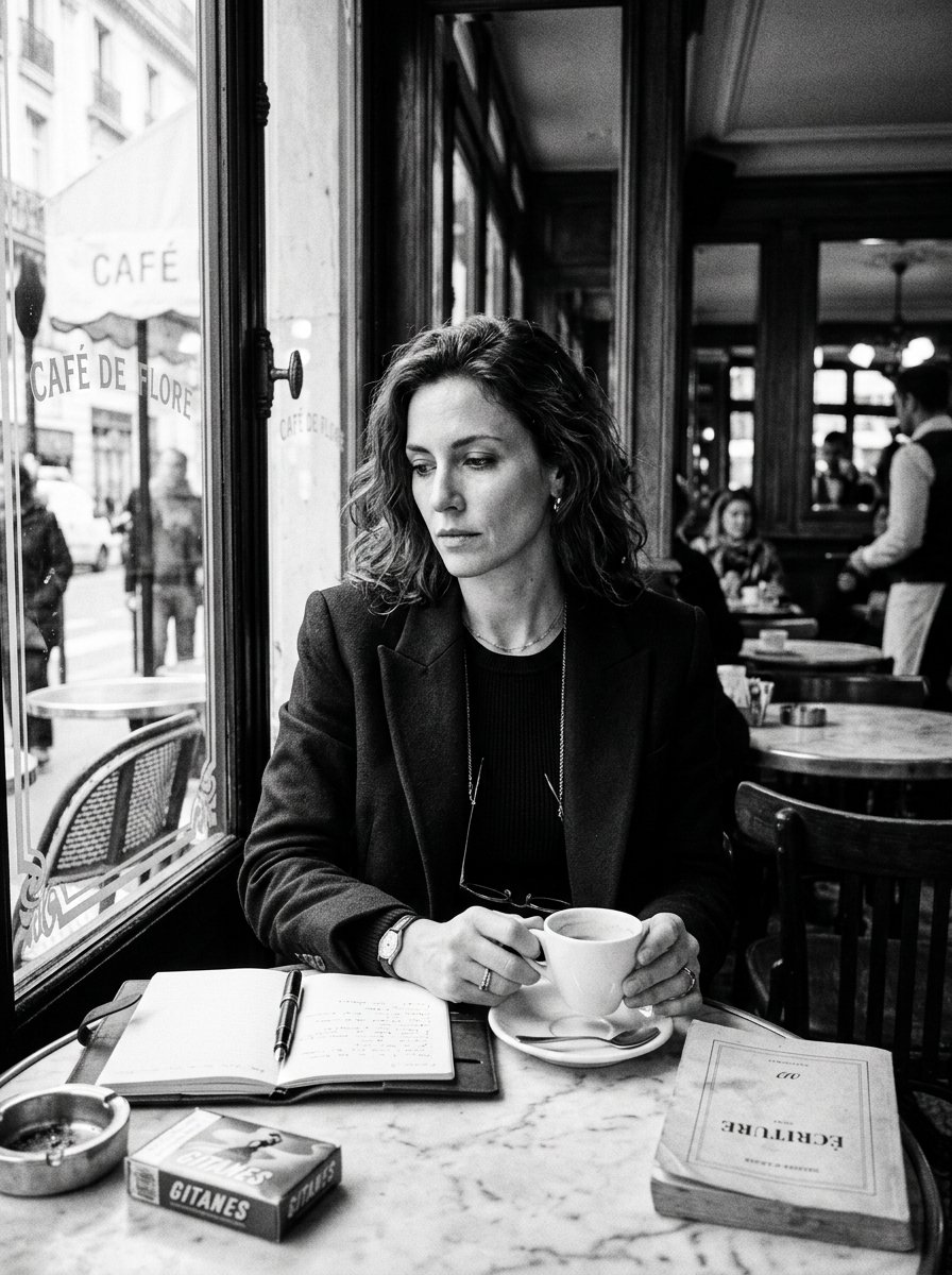 j0writes in Parisian cafe